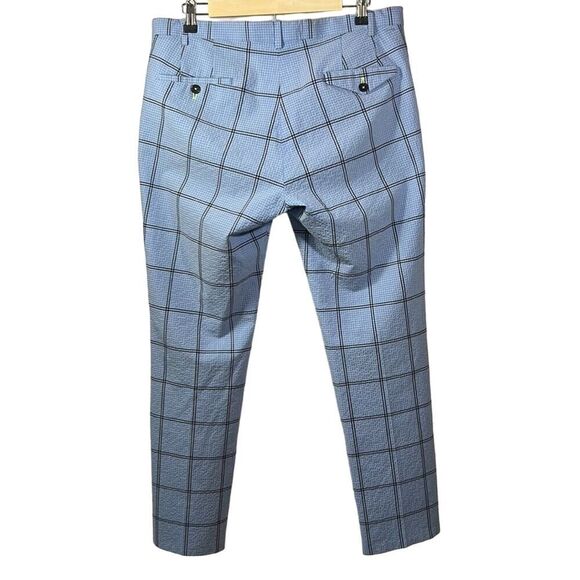 TWISTED TAILOR Men’s Flat Front Windowpane Cosmic Trouser Pants Blue Size 34R - Picture 6 of 10